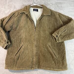 Vintage Protest Corduroy Jacket Mens L 90s Zip Skate Grunge Sherpa Y2K Tan